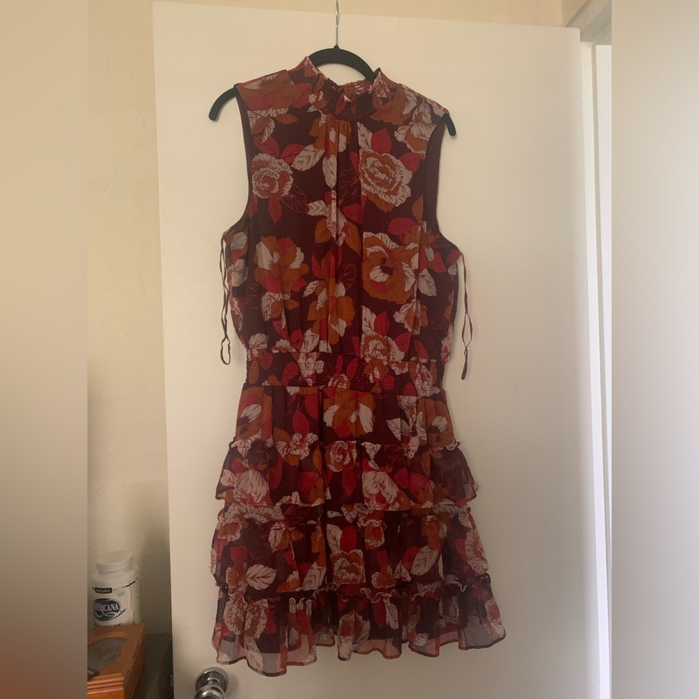 EUC MSK Ruffled Fall Floral Wedding Guest Dress Size XL
